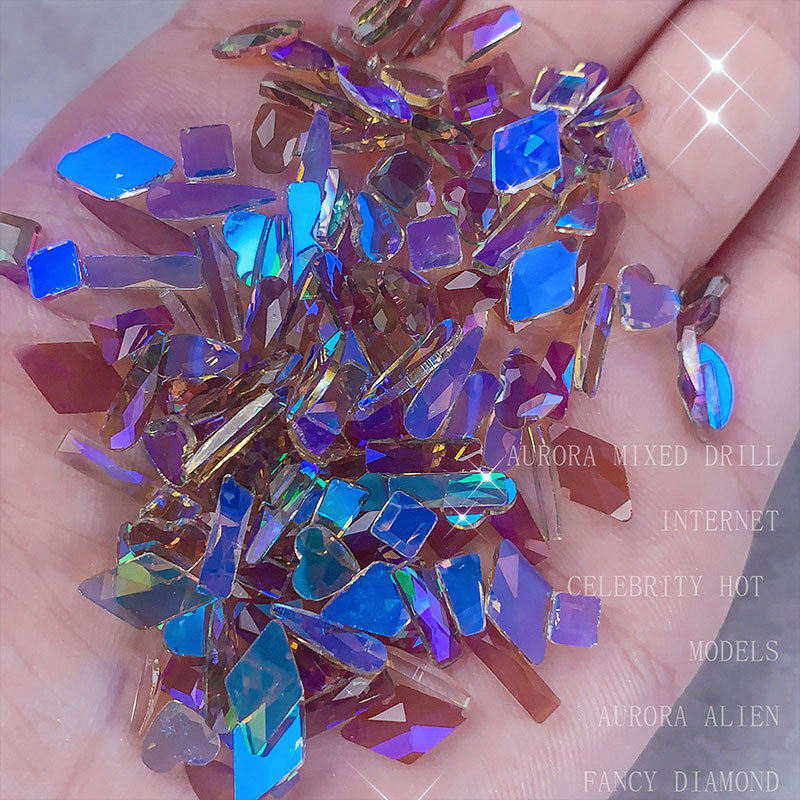 Nail Beauty Rhinestone 100 PCs Nail Ornament Aurora Diamond Phantom Fancy Shape Diamonds New York Storm Diamond Decorations Insole Diamond Wholesale