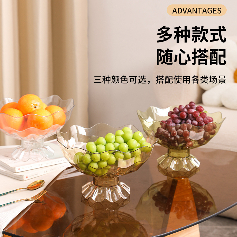 Good-looking Transparent Fruit Plate Simple and Light Luxury Fruit Plate Household Plate Snack Coffee Table Dessert Dried Fruit Candy Plate