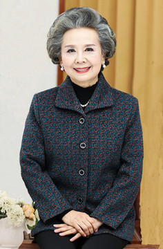 中老年人春装女60-70-80岁妈妈装长袖服装奶奶春秋款老人毛呢外套