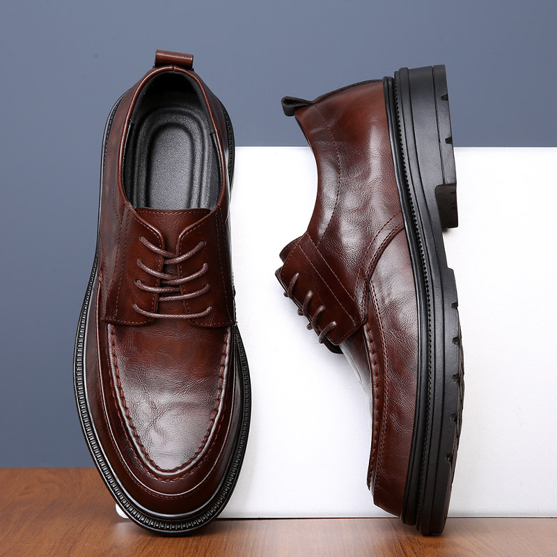 春秋季新款男士休闲鞋英伦风复古男鞋正装韩版工作结婚皮鞋可代发