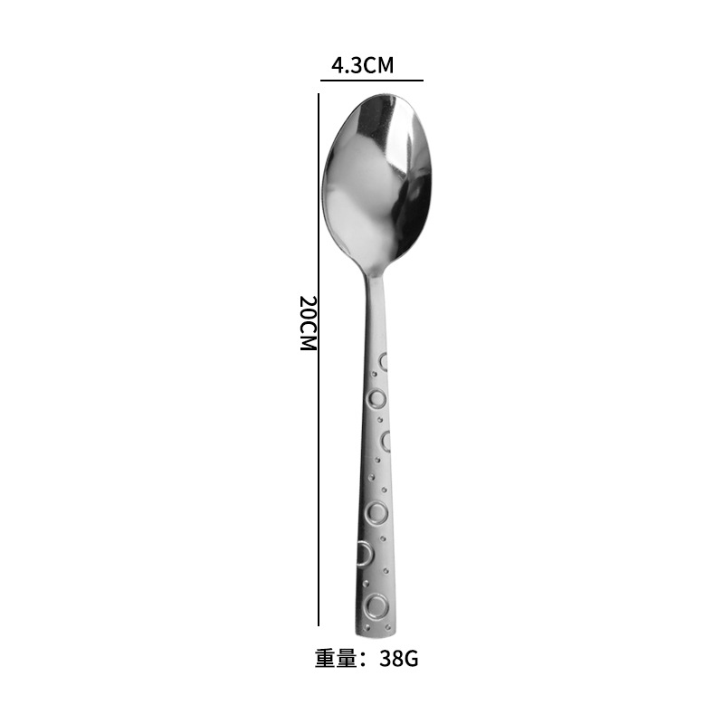 40G Machine Throwing Iran Hot Selling Stainless Steel Flower Carving Handle Spoon Household Convenient Milk Tea Coffee Mixing Spoon