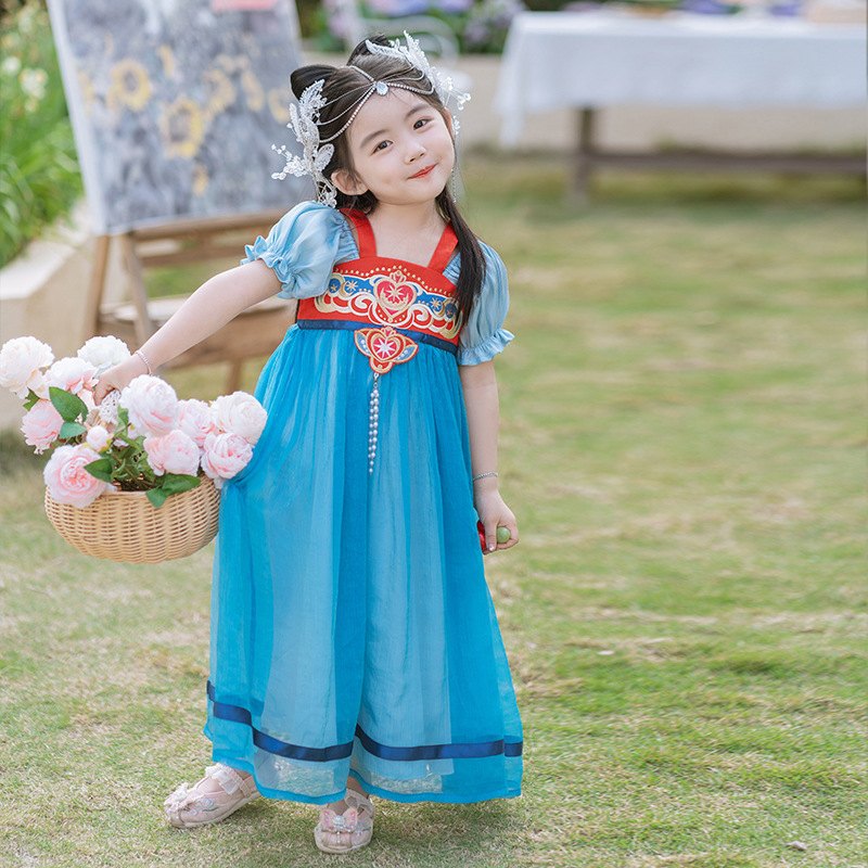 Summer new improved women's Hanfu children's clothing children's princess dress baby dress big children's Chinese dance clothes wholesale image