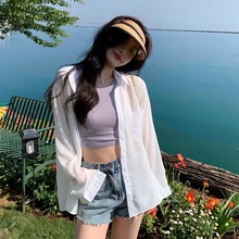 夏季新款韩版时尚休闲甜美减龄防晒衣宽松垂感薄款长袖雪纺衬衫女