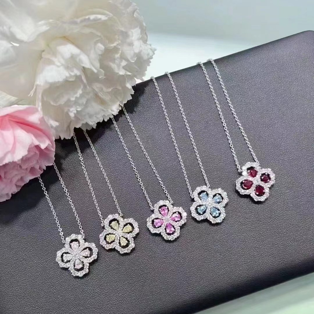 High Version Hw Necklace Loop Clover Diamond Large Hai Rui Wen Si Flower Pendant Full Diamond