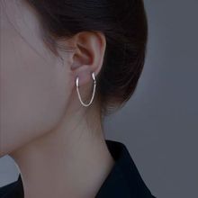 s925银双耳洞耳钉女气质冷淡风高级感耳环简约大方流苏链条耳圈