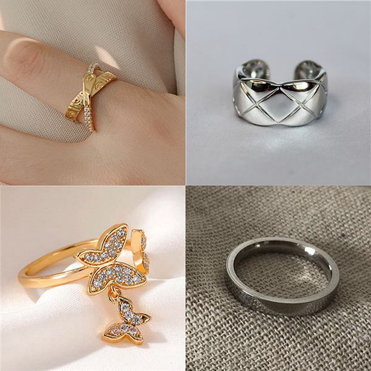 Korean Style Sense of Design Ins Fashion Unique Geometric Ring TikTok Set as in Same Style Index Finger Ring