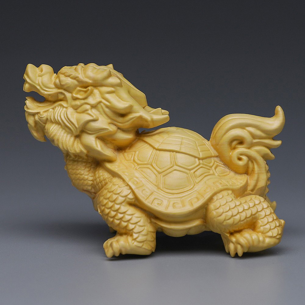 黄杨木雕龙龟手把件 文玩工艺礼品实木龙龟摆件男女手玩吉祥动物