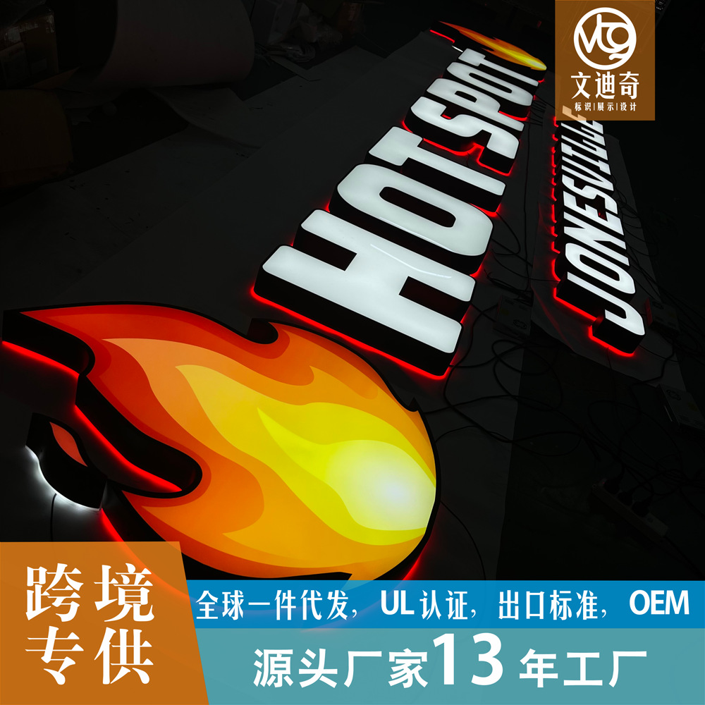 跨境专供商超连锁店灯箱面光背光前后迷你发光字源头工厂ul认证