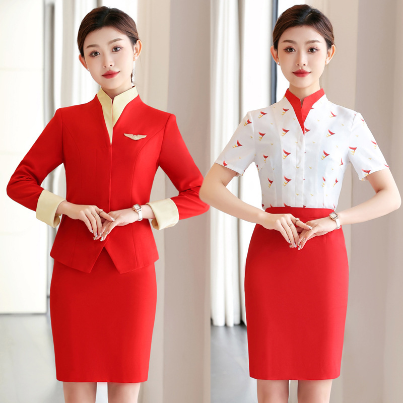 国泰航空制服空姐服职业套装女乘务员酒店前台珠宝店售楼部工作服