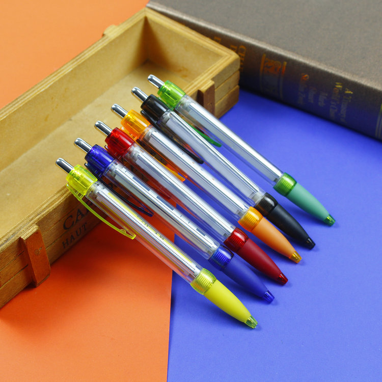 蓝色旋动圆珠笔芯简约油笔手机平板触控广告笔喷漆杆扭扭笔