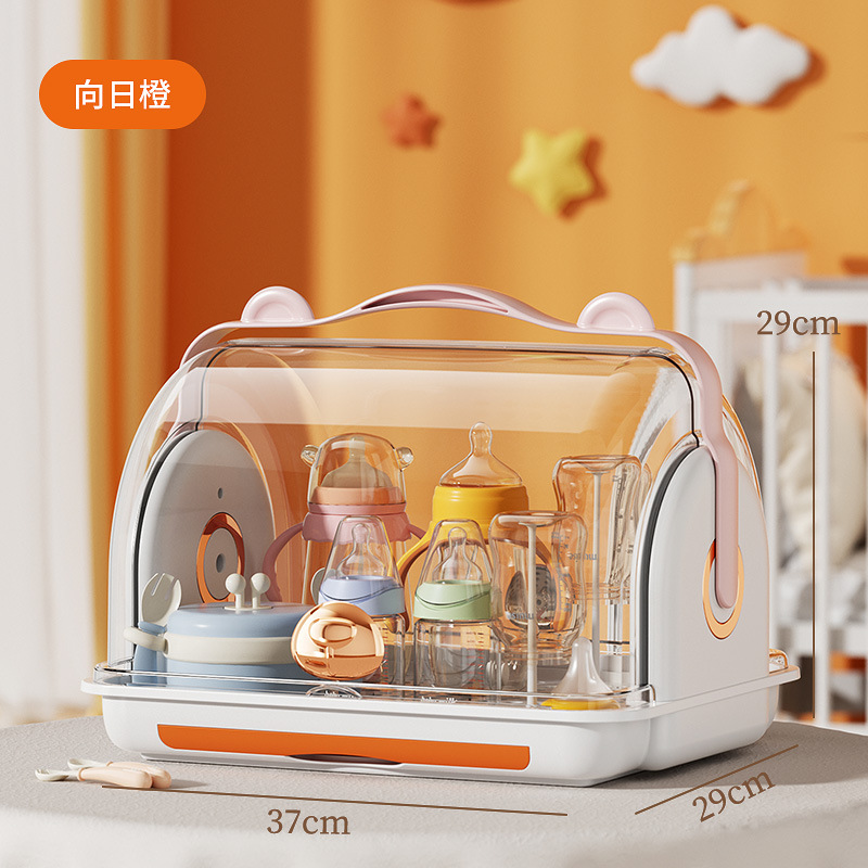 Baby Bottle Storage Box Dustproof with Cover Cup Draining Storage Rack Baby Bowl and Chopsticks Storage Box Plastic Storage Box