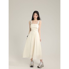 2toyoung机能风辣妹 白色连衣裙女夏季小个子气质显瘦背带长裙