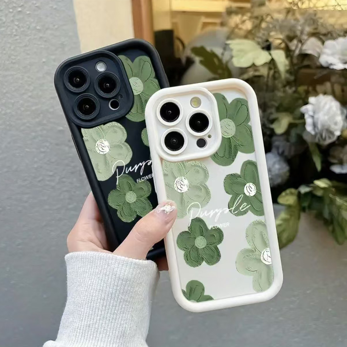 跨境油画花朵清新时尚适用苹果17/16/15pro手机壳14promax简约13/