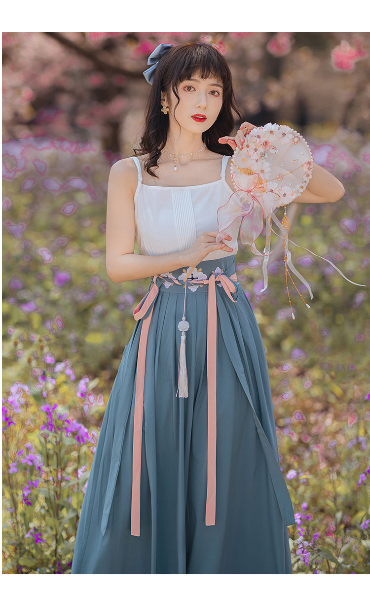 古装汉服女夏改良中国风复古开衫 吊带裙两件套古风汉元素连衣裙