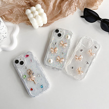 水钻宝石舞蹈女孩手机壳适用iPhone14Pro全包苹果15珍珠精孔防摔