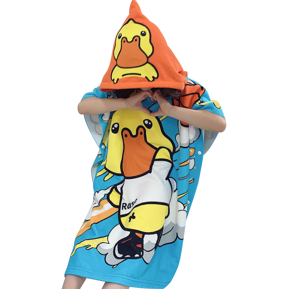 大号儿童浴巾斗篷小孩连帽浴袍卡通印花可穿浴巾