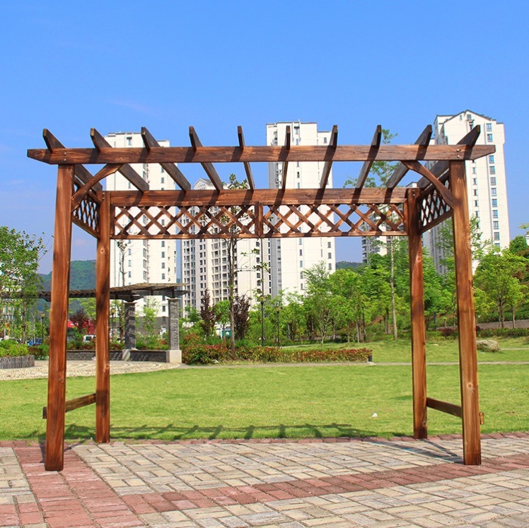 葡萄架别墅简易花架庭院防腐木凉亭户外实木爬藤架室外碳化木亭子