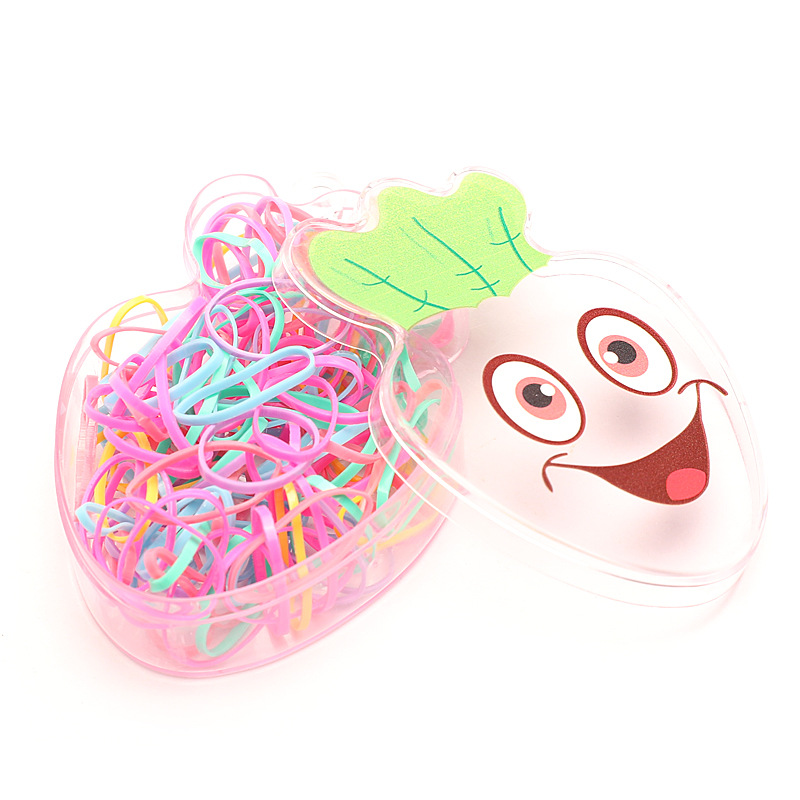 Factory Direct Sales Children's Hair Band Cartoon Carrot Boxed Large Capacity Rubber Band Does Not Hurt Hair Disposable Rubber Band