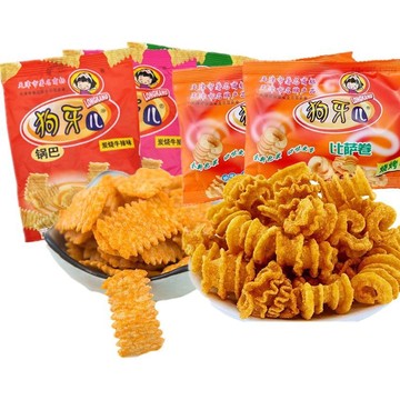 狗牙儿锅巴散装称重披萨卷膨化怀旧零食休闲小吃校园5毛零食