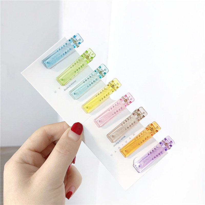 Transparent Jelly Color BB Clip Japanese and Korean Candy Color Square Bang Clip Sweet Cool Hot Girl Girl Side Clip Cropped Hair Clip