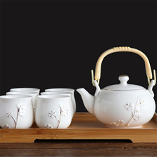 描金提梁陶瓷茶具套装 家用泡茶壶茶杯办公待客会客茶具定制
