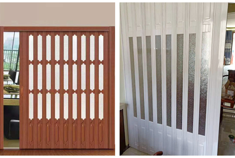 pvc折叠门手动透明商场商铺百叶推拉门阳台隐形门开放式移动门