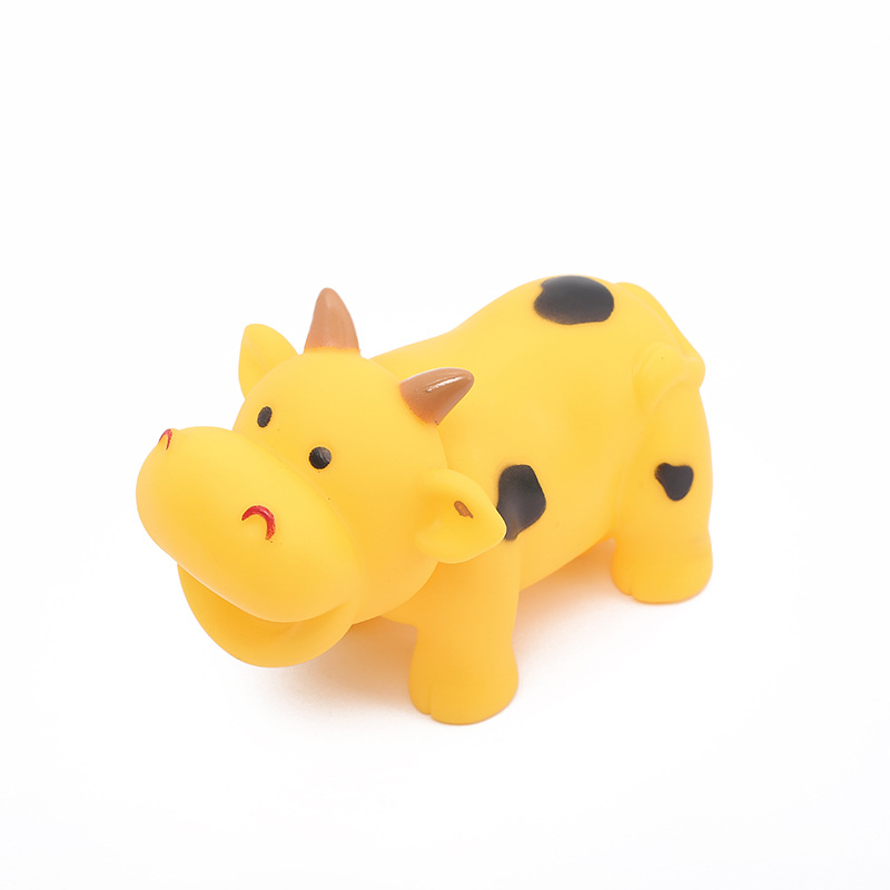 2021新款卡通奶牛搪胶玩具捏捏叫发泄玩具婴幼儿洗澡玩具地摊货源