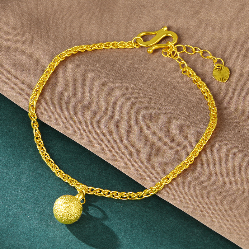 韩版时尚磨砂金球沙金情侣手链女百搭简约送闺蜜手链精品首饰批发