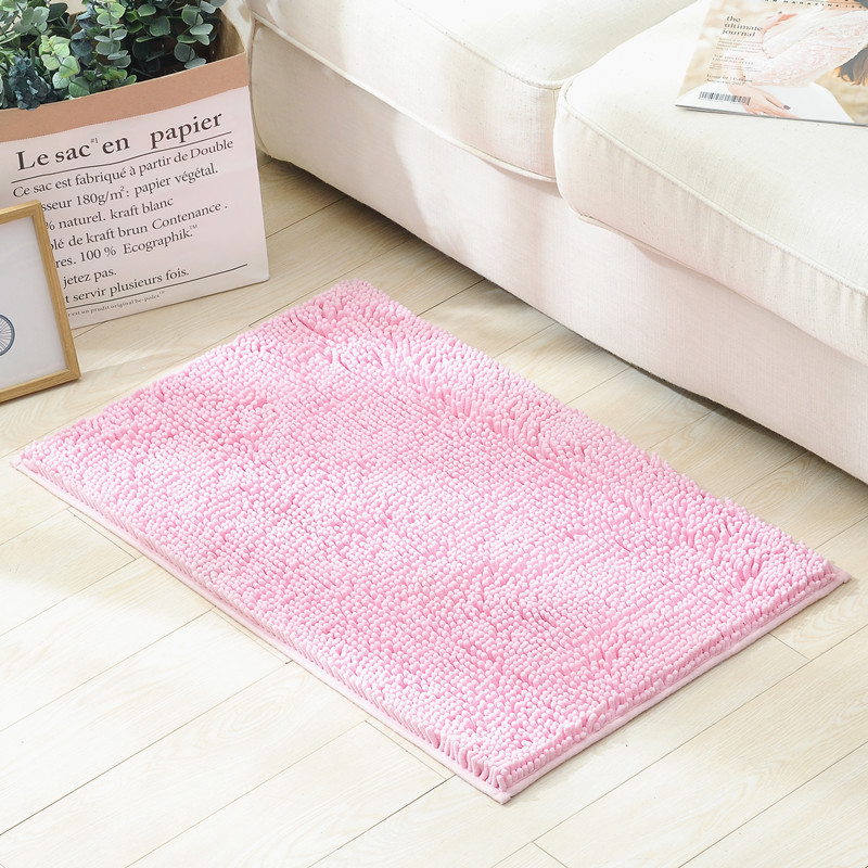Chenille Bathroom Entry Hydrophilic Pad Living Room Coffee Table Solid Color Mat Home Doorway Non-Slip Mat Plush Mat in Front of Bed