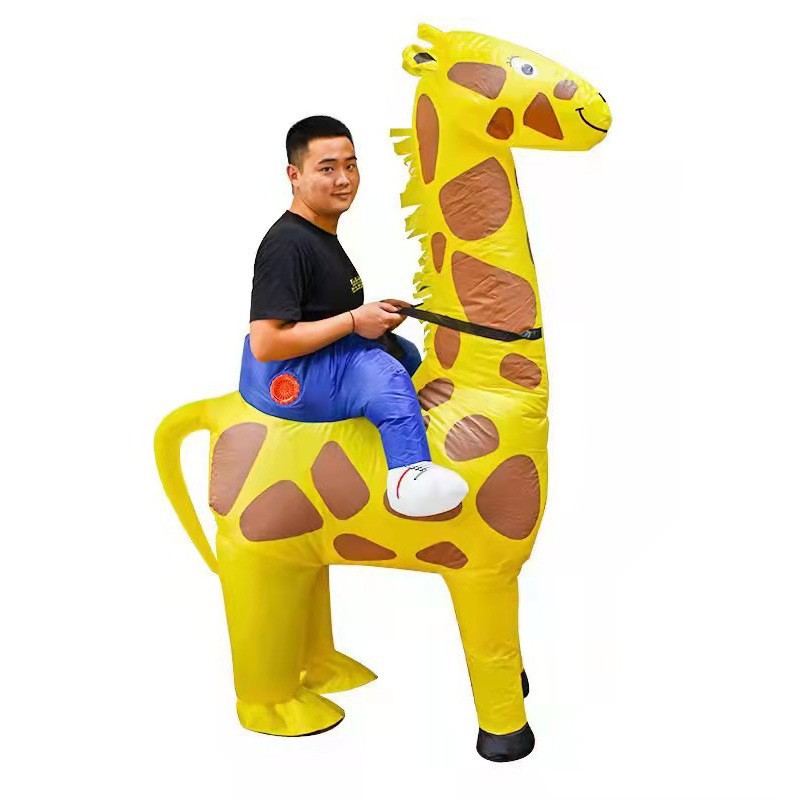 搞笑成人卡通人偶服长颈鹿充气服动物坐骑长脖鹿膨胀服麒麟鹿装扮