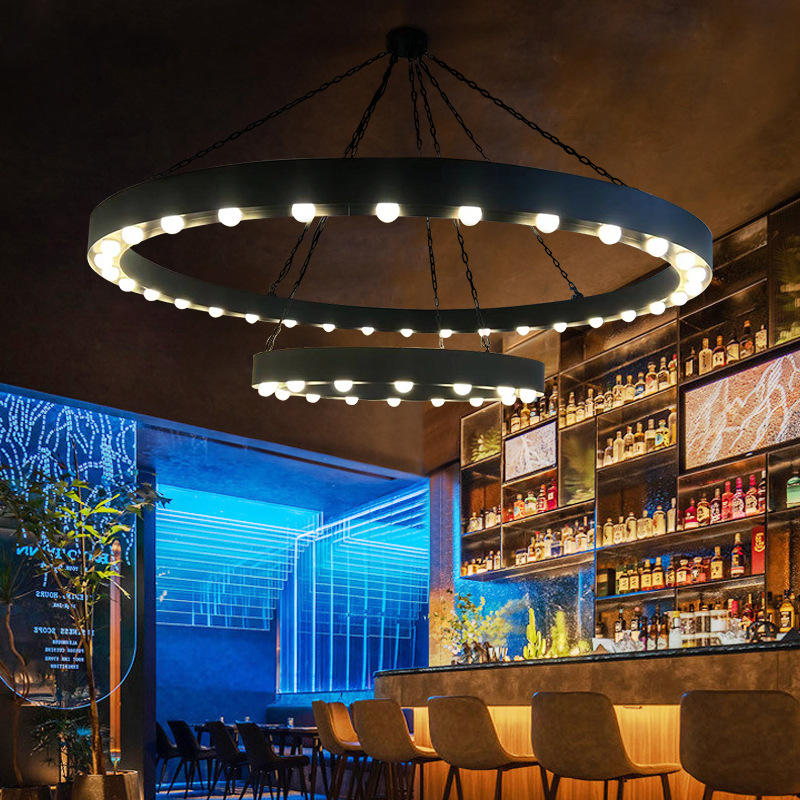 餐吧吊灯led酒吧氛围灯 复古铁艺清吧餐厅灯超市展厅公社工业风灯