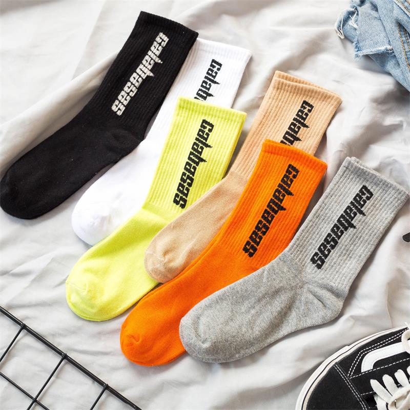 Socks Men's and Women's Spring and Summer Ins Fashion Brand European and American Skateboard Tube Socks Coconut High-Top Letters Basketball Socks