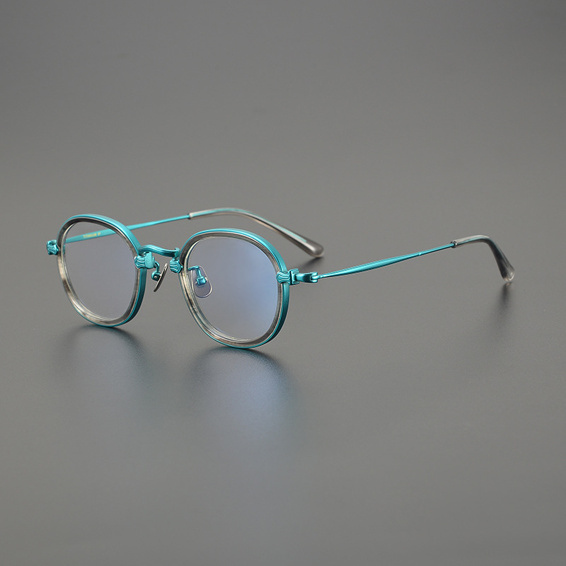 日系复古手工小众文艺眼镜纯钛超轻复古民国风板材圆框高度数眼镜
