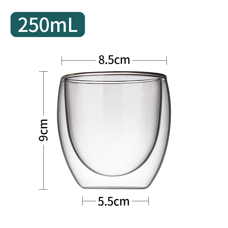 Good-looking Household Double-Layer Insulated Glass Cup High Temperature Resistant Handmade Tea Cup Commercial Handle Milk Cup Coffee Cup