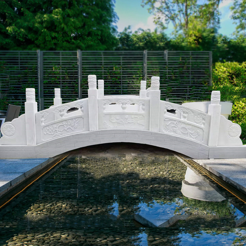厂家汉白玉石桥大理石拱桥庭院公园广场小桥河道护栏石雕栏杆