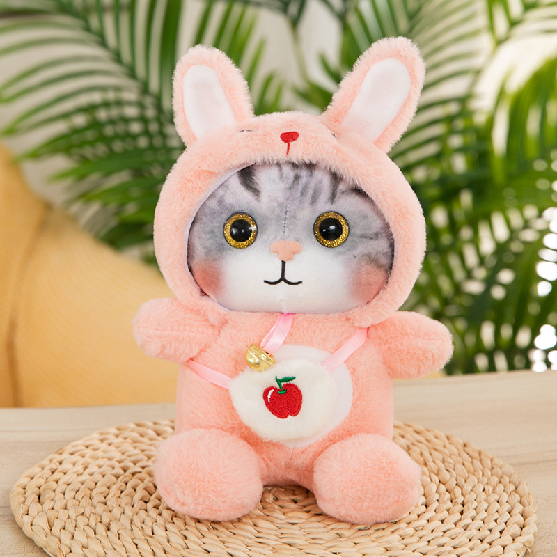 Animal Transfiguration Cat Plush Toy Doll Backpack Bag Rabbit Fur Doll Cartoon Animal Long Fur Children's Gift