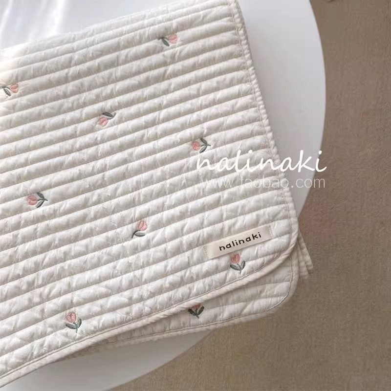 Nalinaki Korean Ins Quilted Bed Sheets Pillow Case Newborn Baby Pure Cotton Soft Baby Mattress Cushion Four Seasons