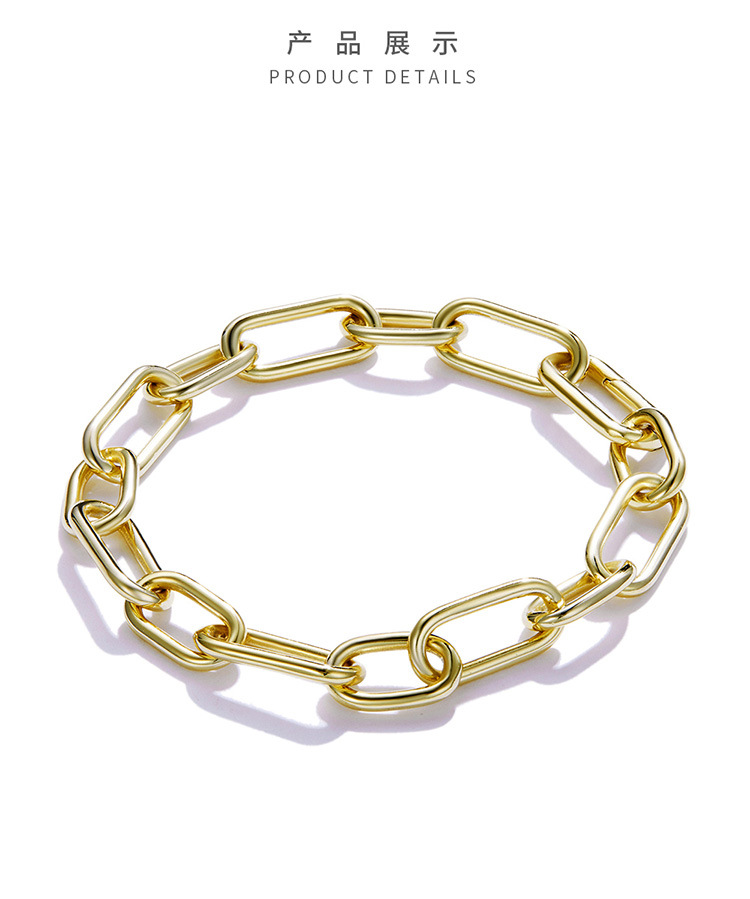 银姿韵s925银电镀环扣几何个性手链 欧美潮流回形针diy基础手链