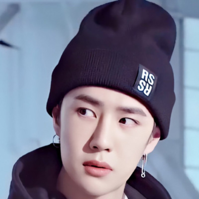 王一博同款帽子韩版贴布字母rs针织帽男女秋冬百搭保暖毛线帽冷帽