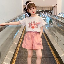 夏季女童套装夏装2022新款韩版中大童短袖上衣时尚童装洋气两批发