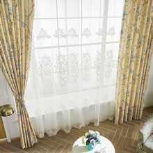 厂家直销窗帘布客厅卧室欧式印花高遮光窗帘成品可零剪