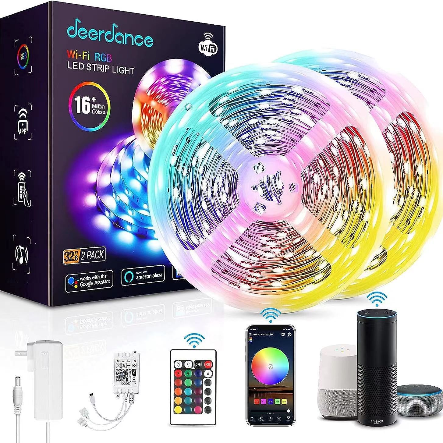 led灯条智能12v5米套蓝牙音乐变色灯红外遥控rgb滴胶灯带跨境专供