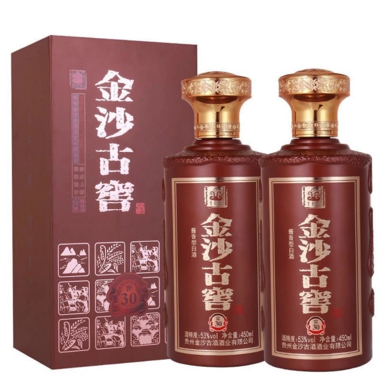 贵州金沙古窖30酱香型白酒 450ml*6瓶整箱批发53度纯粮酿造