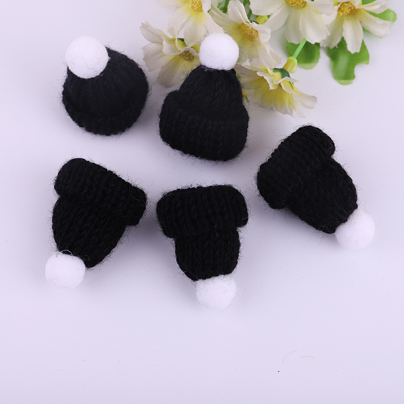 Cross-Border Spot Korean Wool Knitted Mini Hat DIY Christmas Handmade Finish Wool Ball Knitted Small Hat