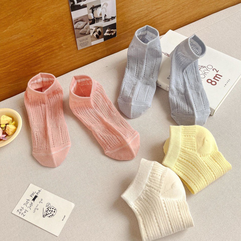 Summer Thin Socks Women's Summer Ultra-Thin Mesh Breathable Women's Socks All-in-One Machine Low Cut Socks