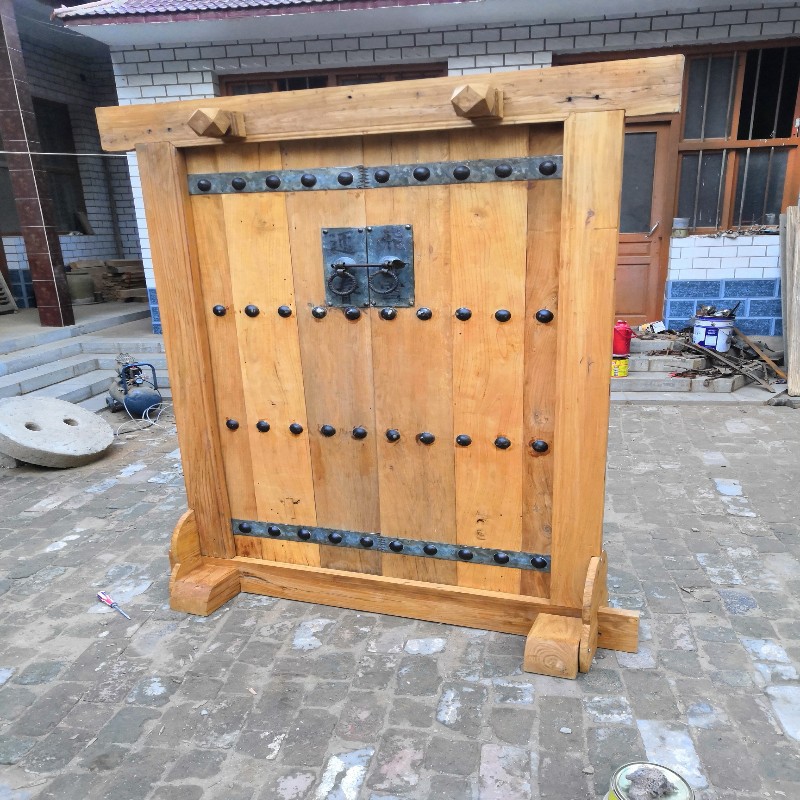 老榆木门双开单开门老门板实木大门中式仿古复古四合院民宿入户门