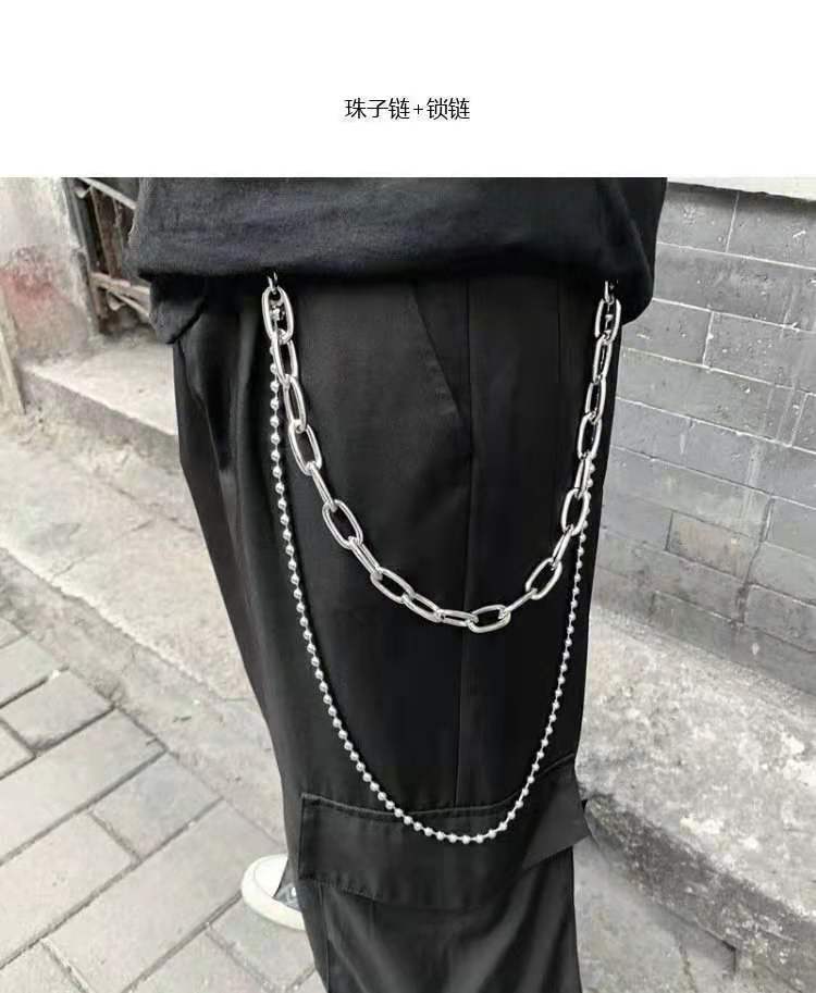 韩风ins潮牌摇滚朋克嘻哈百搭多层锁链裤链男装饰挂饰金属腰链
