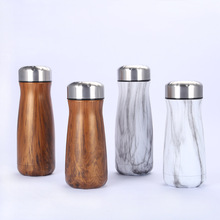 厂家直供304不锈钢可乐瓶创意木纹大肚水瓶商务礼品杯可印logo