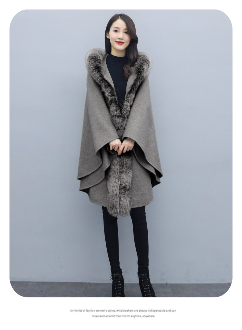 女斗篷外套秋冬季新款2021韩版宽松毛领披肩小个子时尚毛呢披风潮