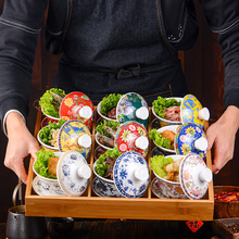 2024龙年网红商用新款密胺盖碗茶盅盅九宫格火锅餐具分格拼盘